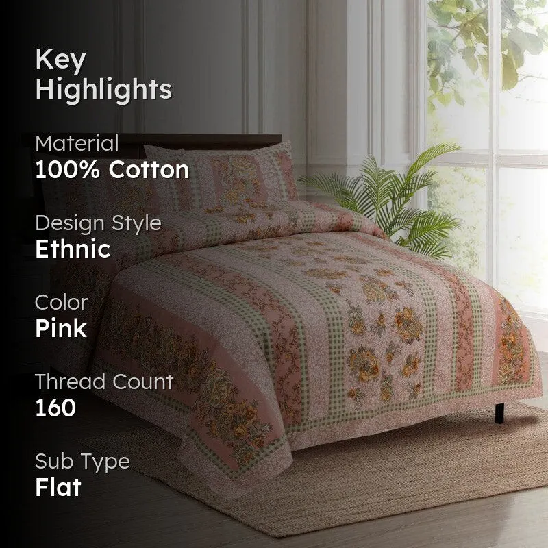 Maharani Mahal Cotton Bedsheet (Pink) - 160 TC media 2
