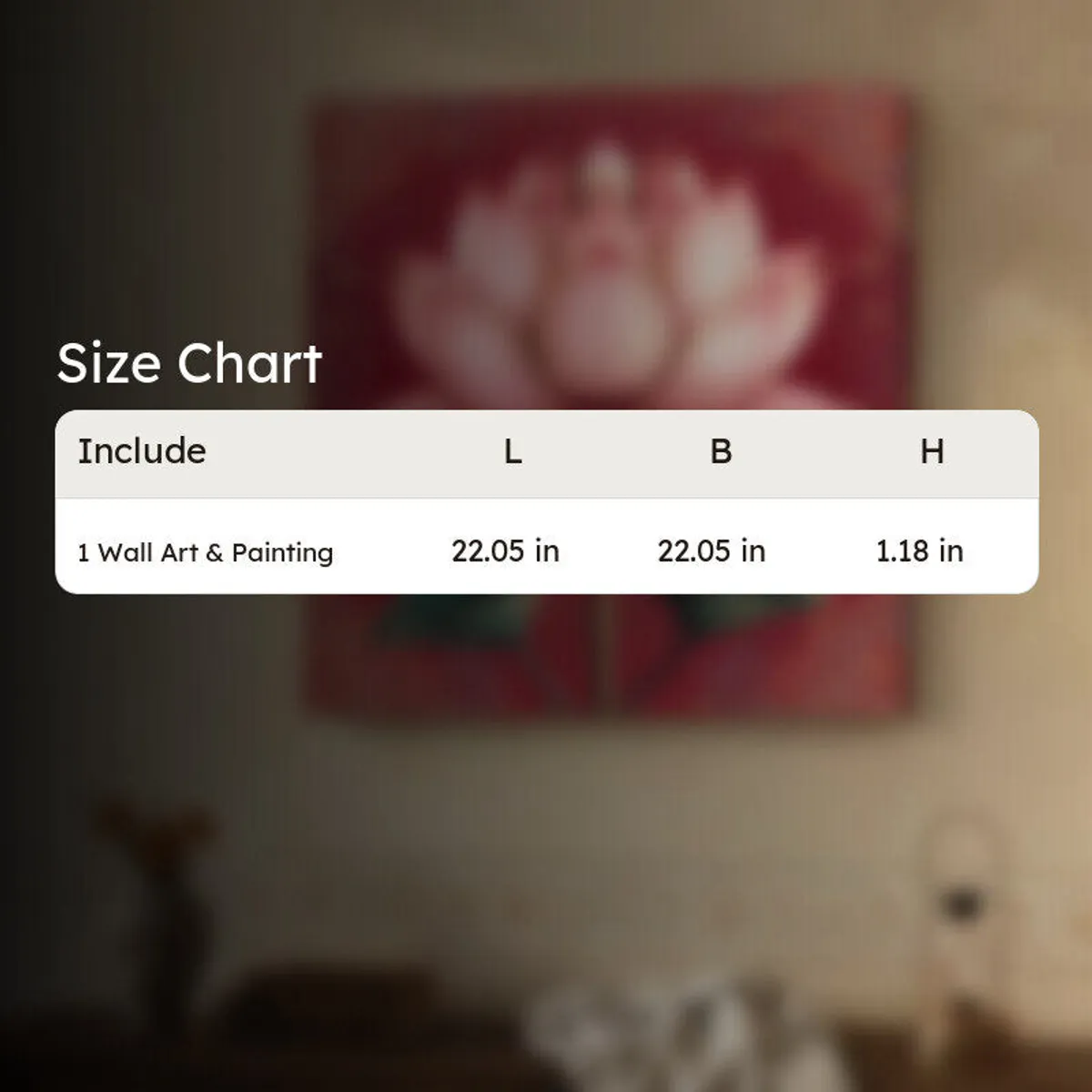 Size chart graphic for the wall painting