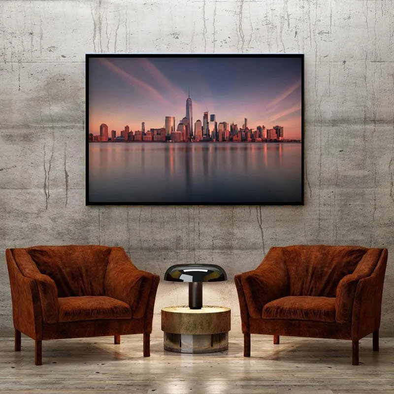 Manhattan at Dusk Canvas Wall Painting - Black Frame media 3