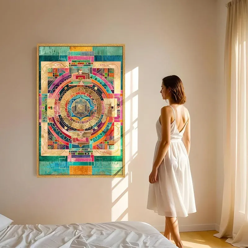 Patchwork Maze Wall Art With Frame media 2