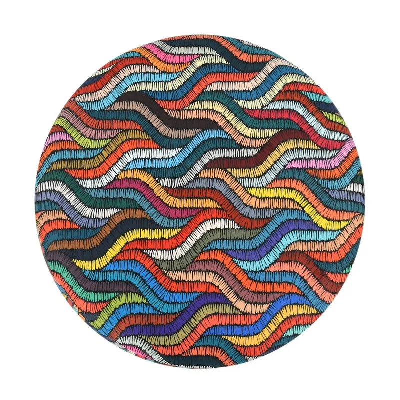 Ripple Abstract Velvet Pouffe - Multicolor media 4