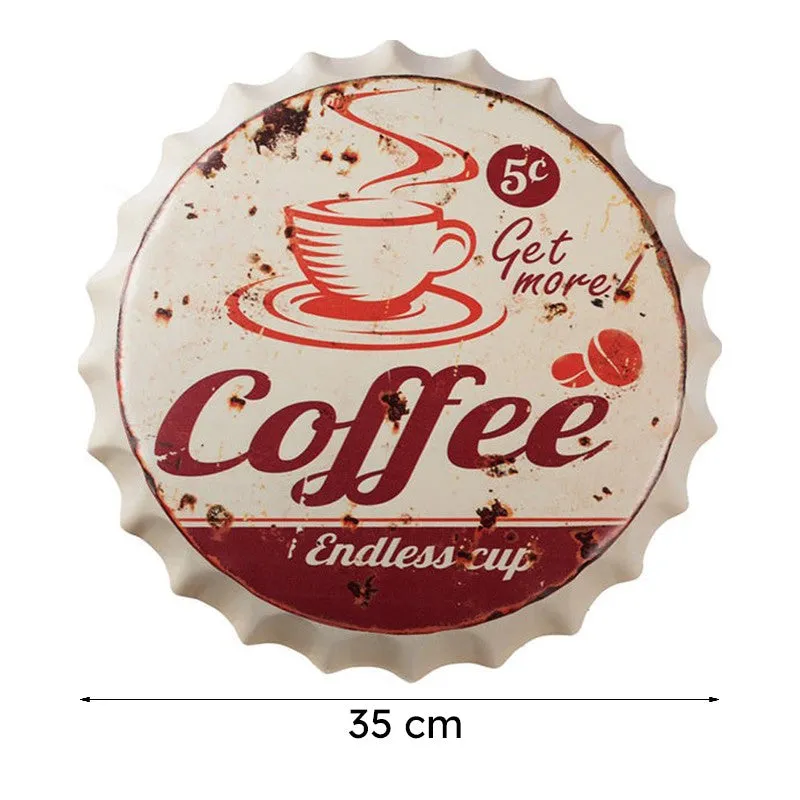 Get More Coffee Endless Cup Bottle Cap Metal Wall Accent media 8