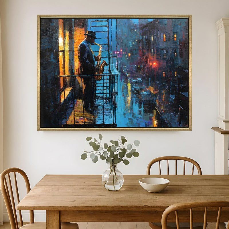 Rainlight Jazz Canvas Wall Painting With Frame