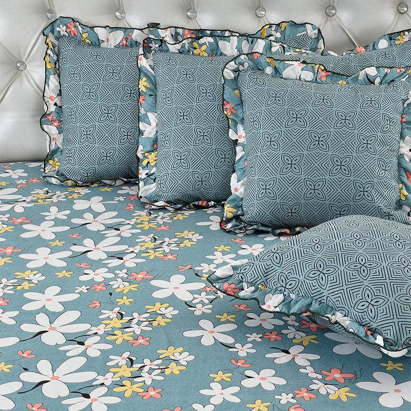 Magnia Frilled Floral Microfiber Bedding Set - Five Piece Set media 4