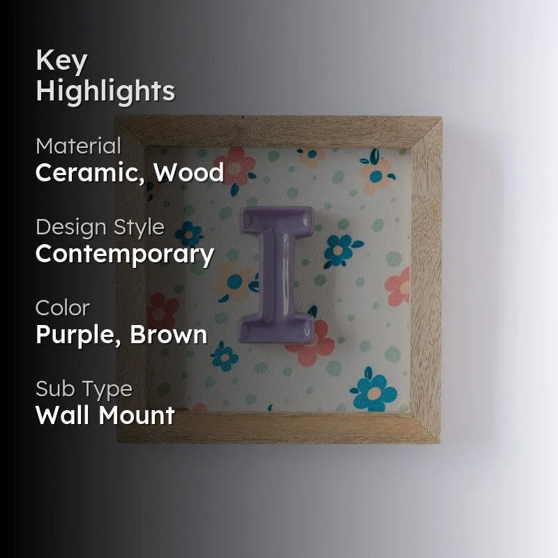 (I) Mini Mottled Mono Ceramic & Wooden Wall Accent - Purple media 2