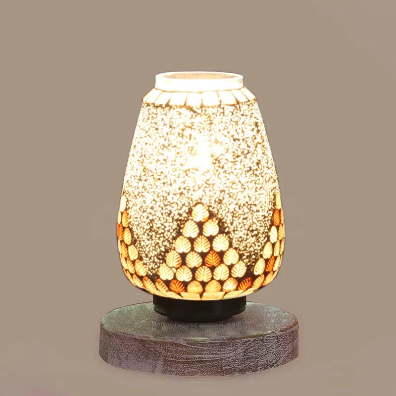 Gloricae Glass Table Lamp With Wooden Base - White media 7