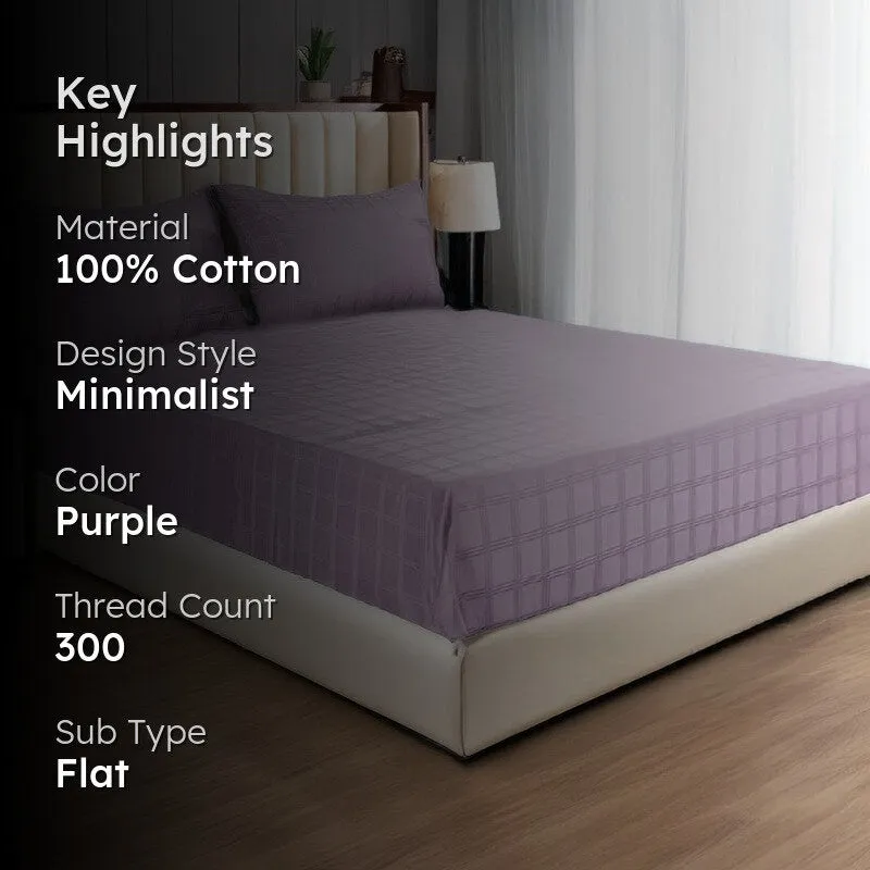 Urban Space MonoGrid Cotton Bedsheet (Purple) - 300 TC media 2