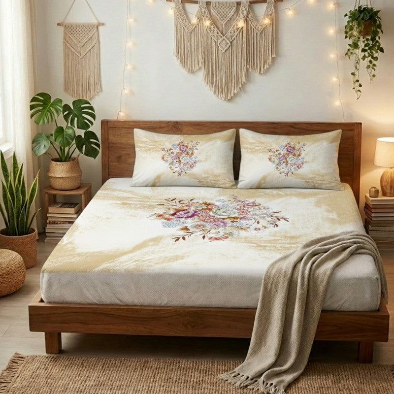 Bloom Charm Printed Bedsheet - 180 GSM
