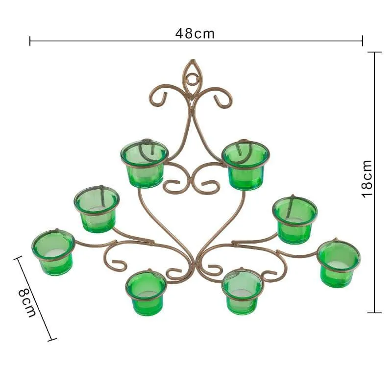 Floral Gold Frame Candle Holder - Green media 4