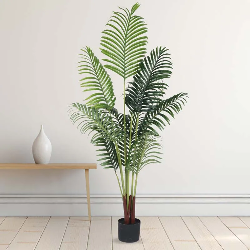 Faux Lush Areca Plam Plant With Black Plastic Pot - 4 Feet media 3
