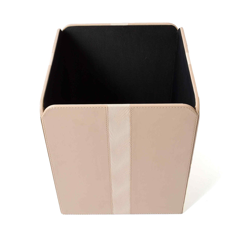 Veltrix Faux Leather Dust Bin - Beige media 6