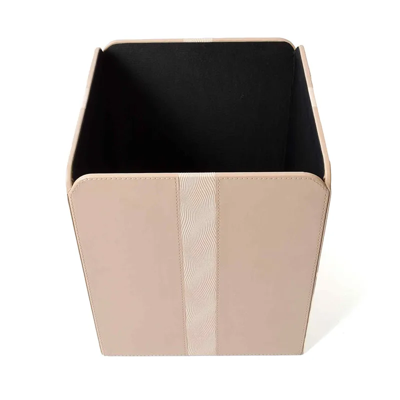 Veltrix Faux Leather Dust Bin - Beige media 6