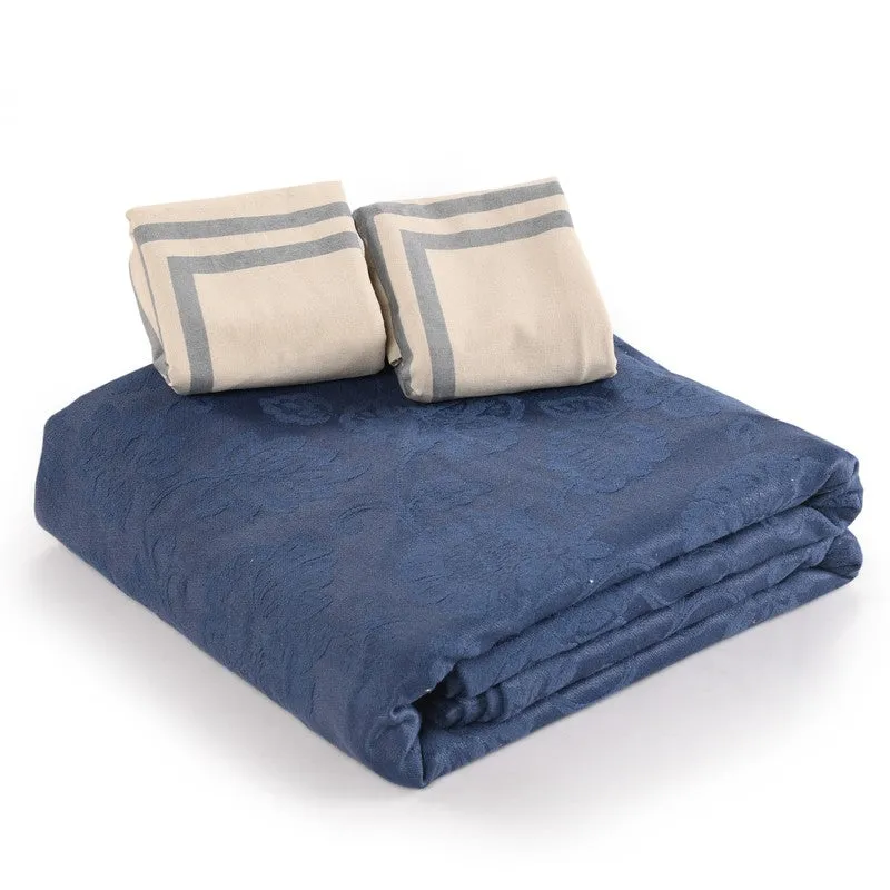 Floral Aura Cotton Bedsheet (Blue) - 224 TC media 5