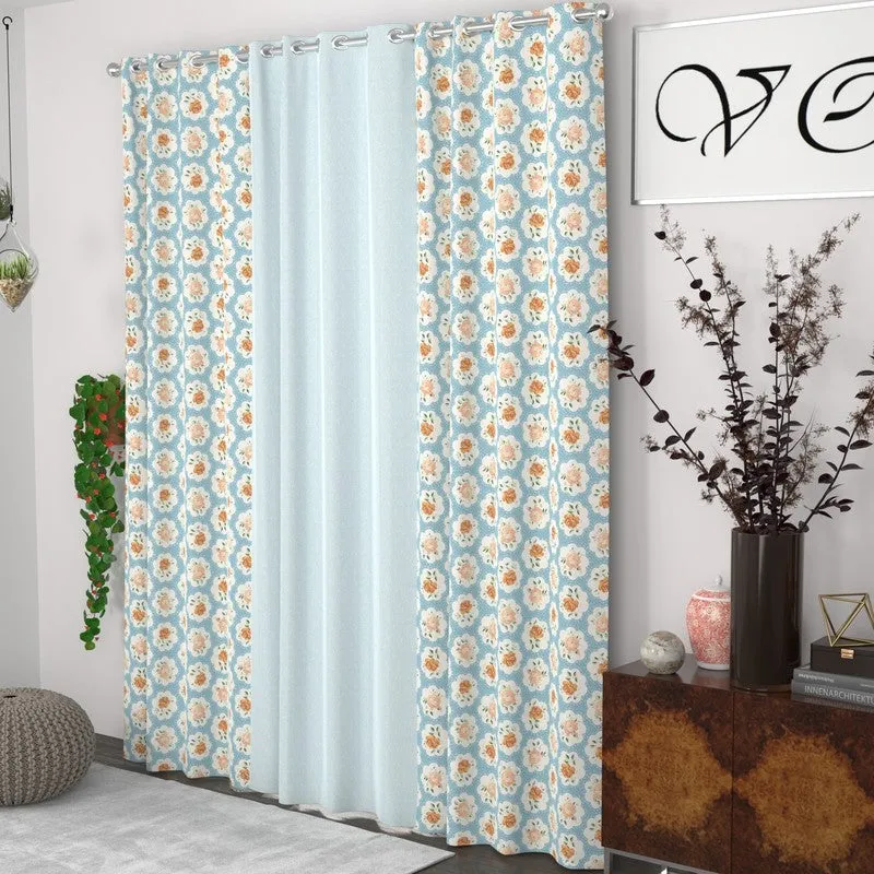 Petal Enchant Drape Curtains (Blue) - Set of Three media 3