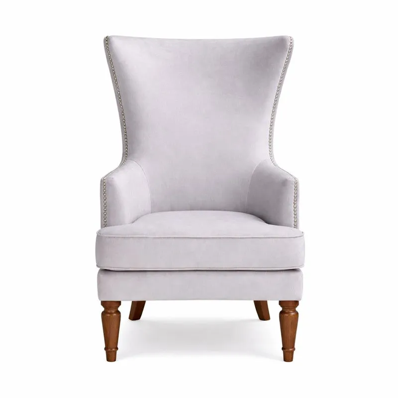 Elysian Teak Wood & Velvet Plush Lounge Chair - Grey media 3