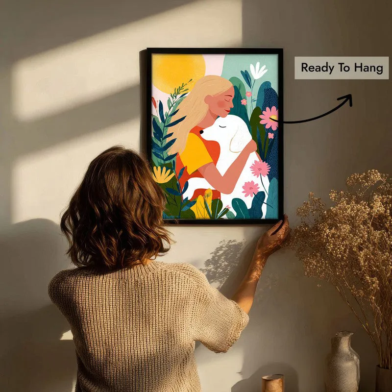 Verdant Hug Canvas Wall Painting - Black Frame media 7
