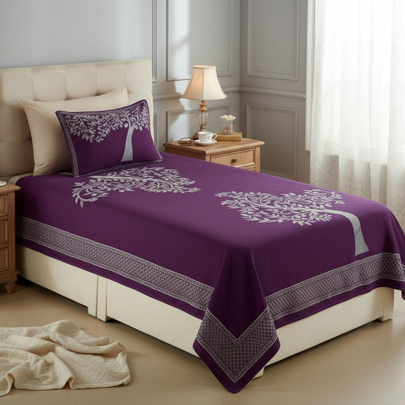 Calm Layers Chenille Bedsheet - Purple - Single