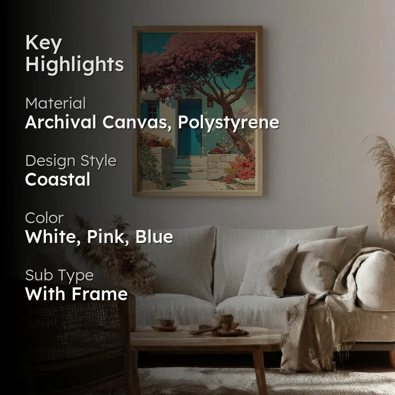 Pastel Sky Canvas Wall Painting - Brown Frame media 2