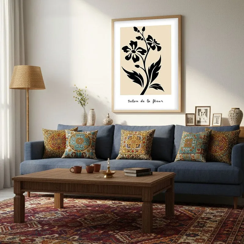 Bold Bloom Canvas Wall Painting With Brown Frame media 5