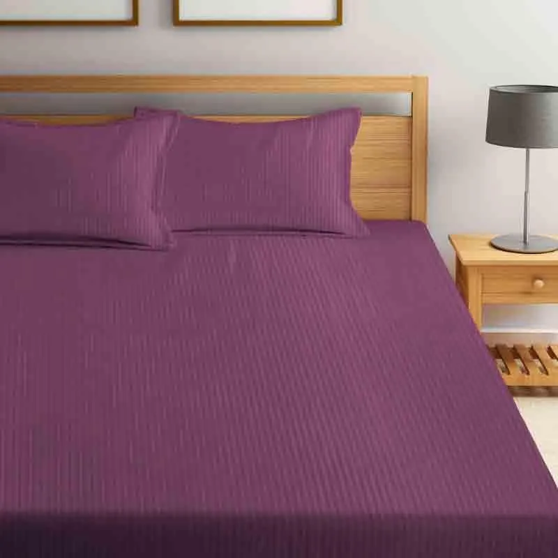Striped Wonder Bedsheet (Magenta) - 140 GSM media 1