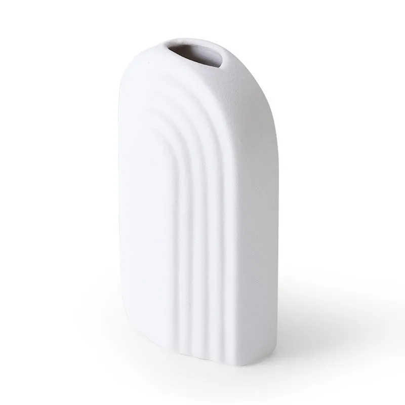Arch Form Neutral Ceramic Vase - White media 4