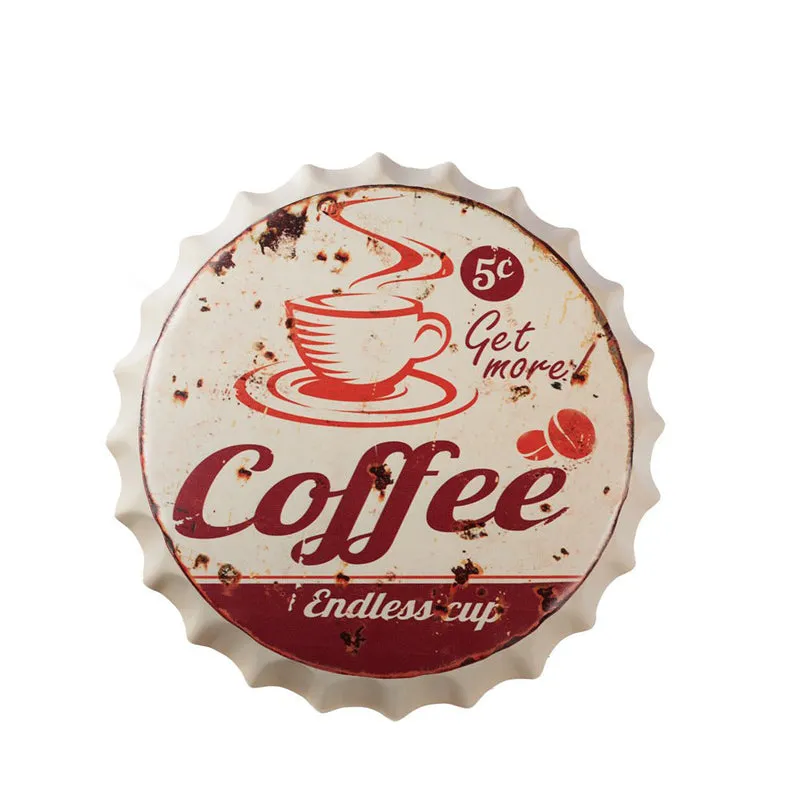 Get More Coffee Endless Cup Bottle Cap Metal Wall Accent media 3