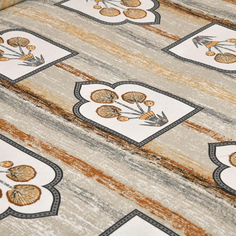 Imperial Blooms Cotton Bedsheet (Beige) - 120 TC media 4