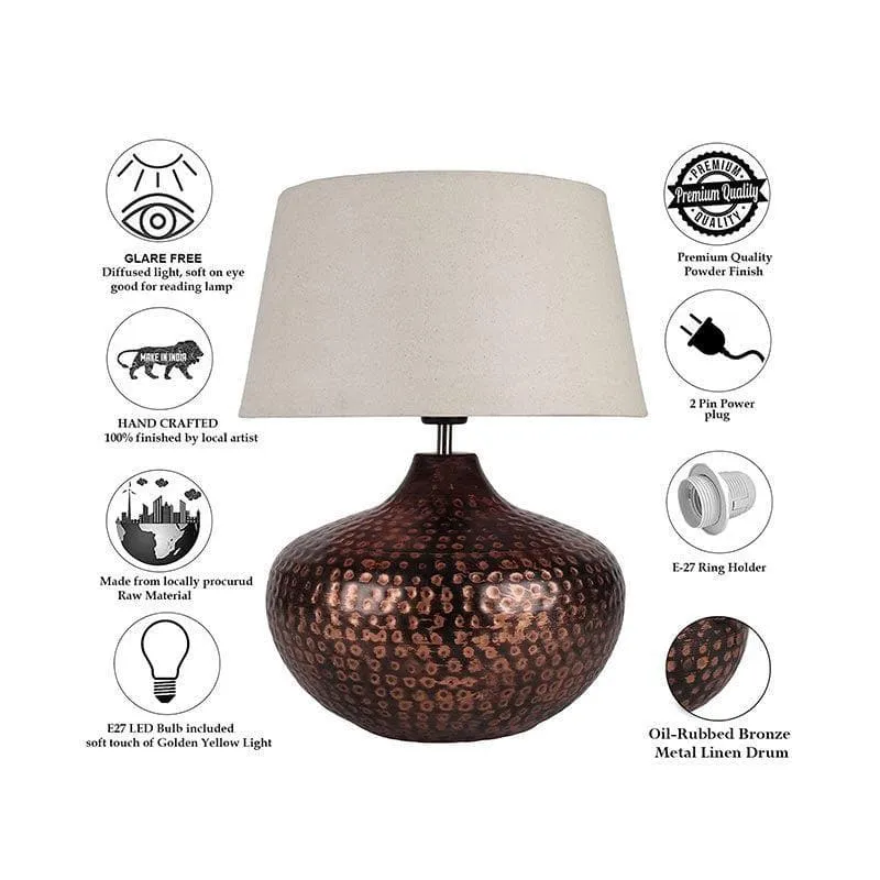 Dyuti Fabric Table Lamp - Beige,Bronze media 6
