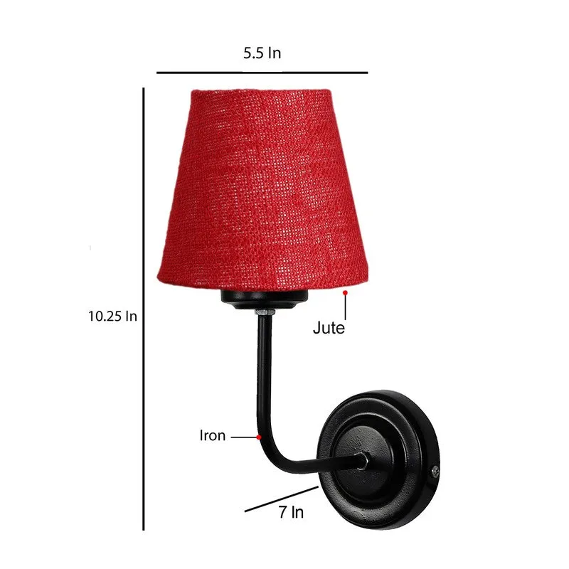 The Ebony Arc Cone Jute Wall Lamp - Classic Red - 10