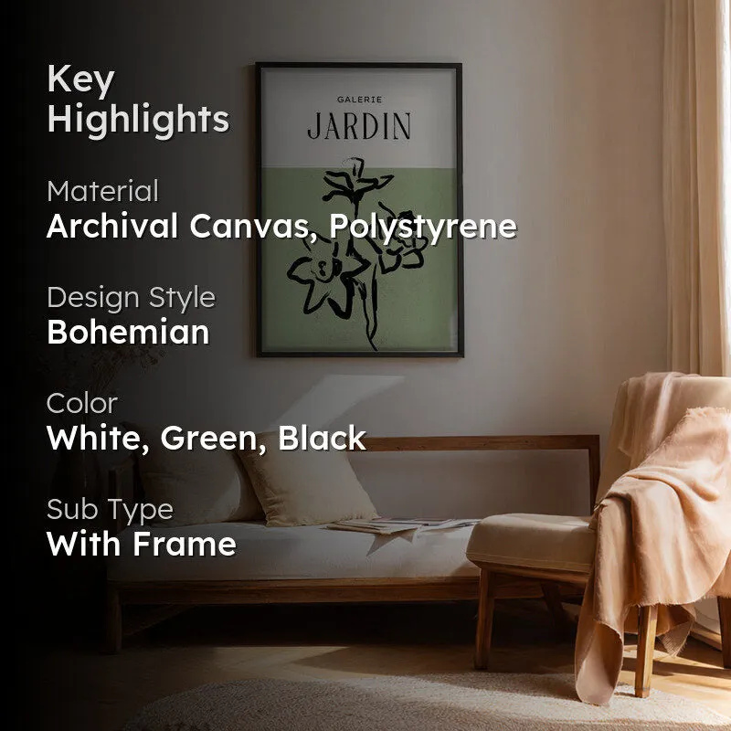 Botanical Whisper Canvas Wall Painting With Black Frame media 2