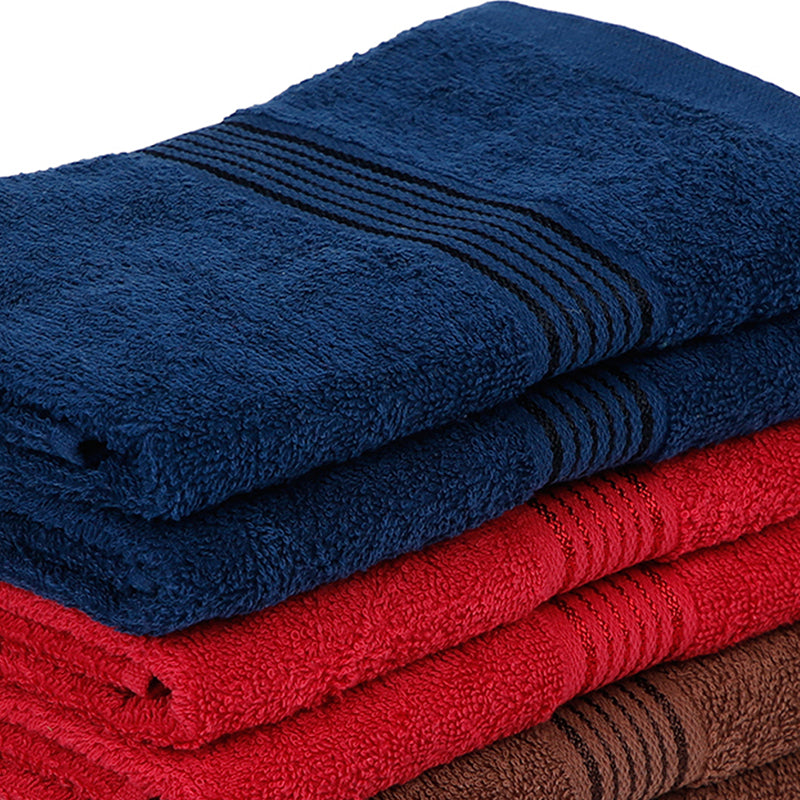 Pluma Cotton Hand & Face Towel (Brown,Blue & Red) - Set Of Six media 5