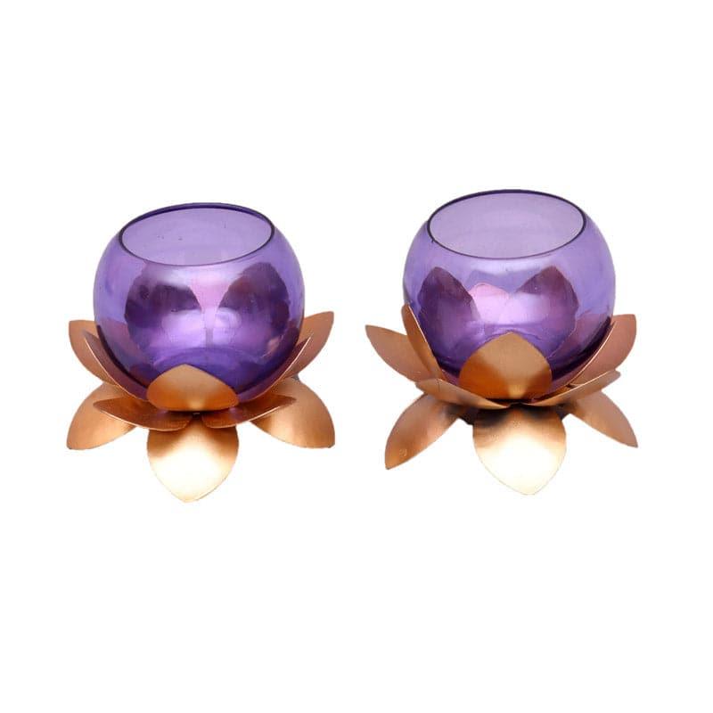 Lotus Tealight Candle Holder (Purple) - Set Of Two media 5