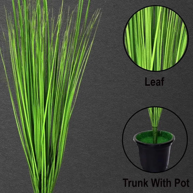Banavine Faux Grass bunch With Black Plastic Pot - 3 Feet media 5