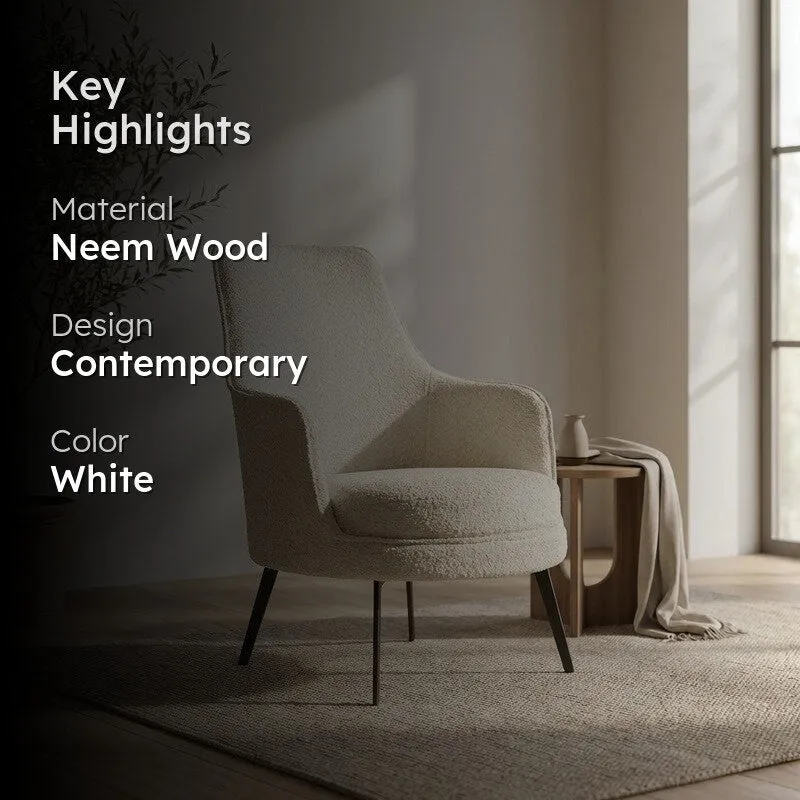 Trendra Neem Wood Lounge Chair - White media 2