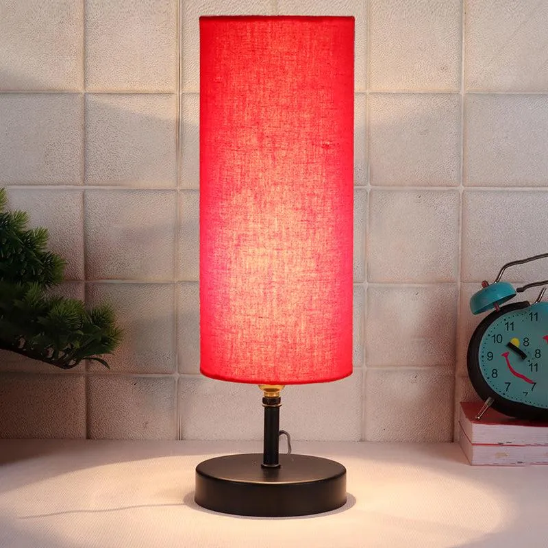 Hisha Metal & Wooden Table Lamp - Red,Black media 1