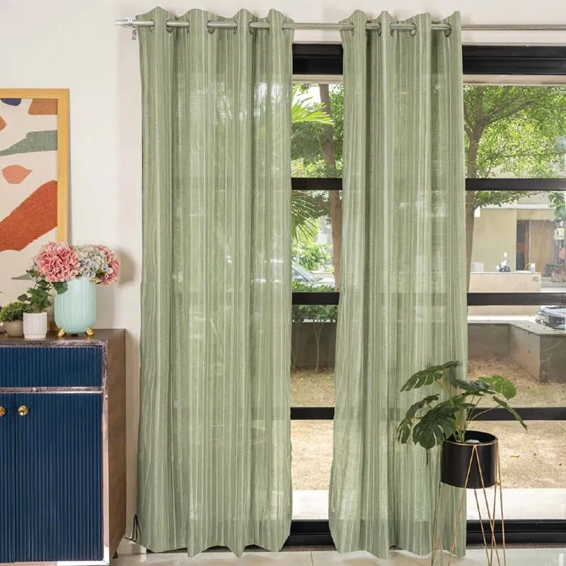 Urban Space Vertical Weaves Curtain (Sage Green) - Set Of Two media 2
