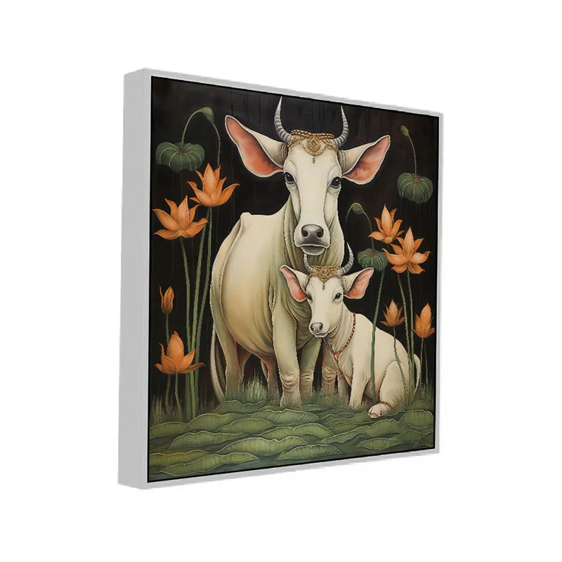 Tender Hooves Canvas Wall Painting With Frame - White media 3