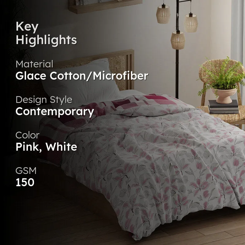Frances Reversible Floral Cotton Microfiber Comforter (Pink) - 120 GSM media 2