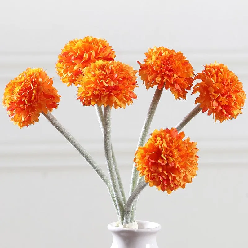 Pom Pom Mum Artificial Flower Stem - Orange media 4