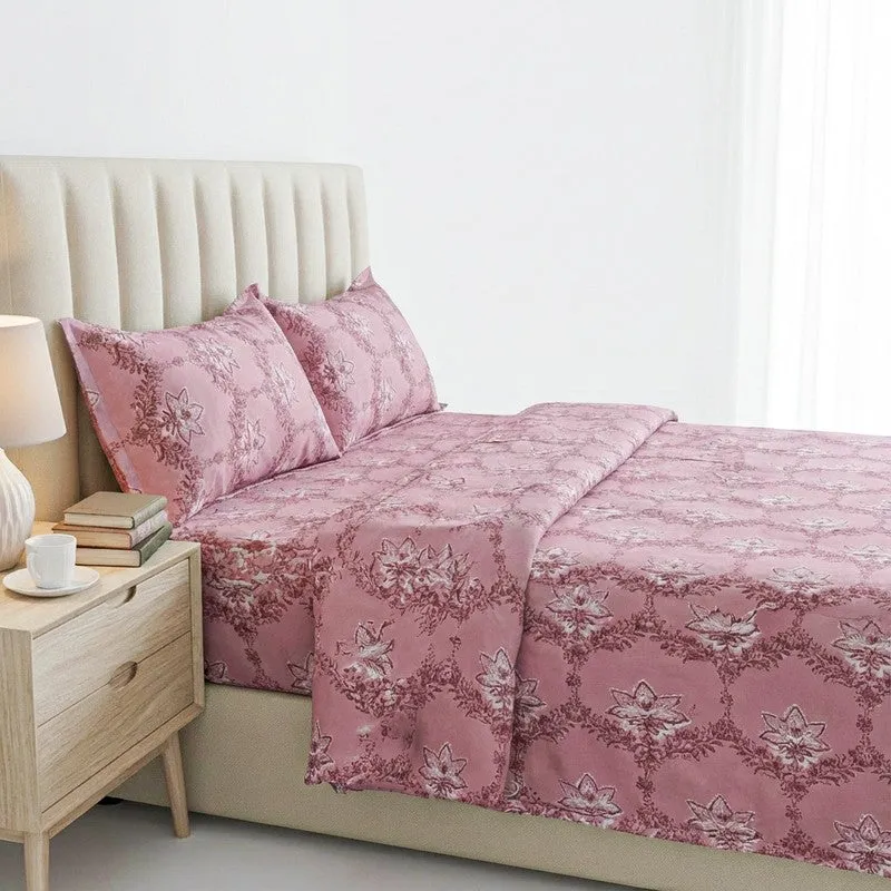 Amora Ethnic Cotton Bedsheet (Red) - 144 TC media 3