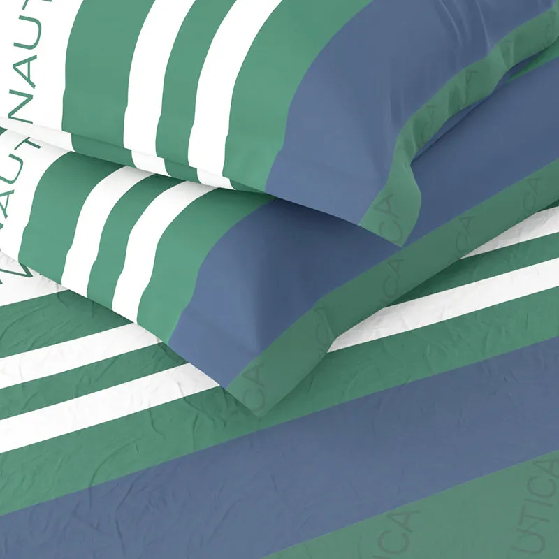 Nautica Stripe Symphony Cotton Bedsheet (Blue & Grey) - 160 TC media 5