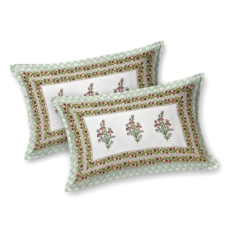 Mahate Ethnic Cotton Bedsheet (Green) - 180 TC media 3