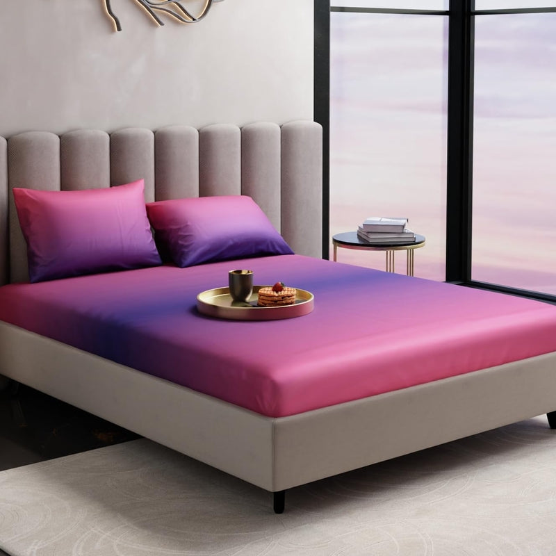 Sundowner Affair Satin Fitted Bedsheet - 150 GSM