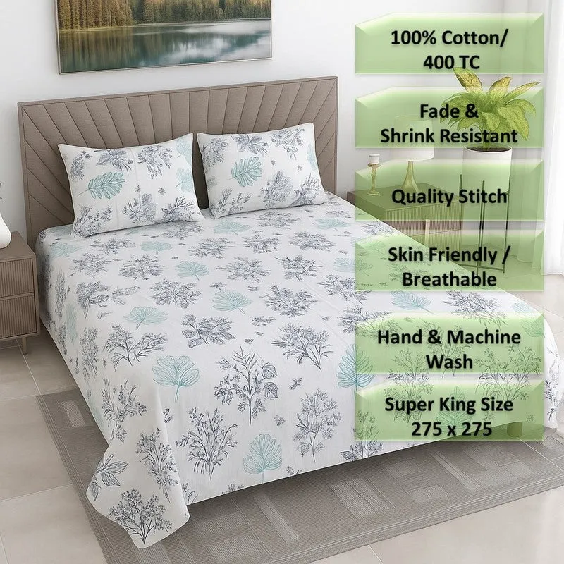 Bloom Veil Cotton Bedsheets (Blue) - 400 TC media 8