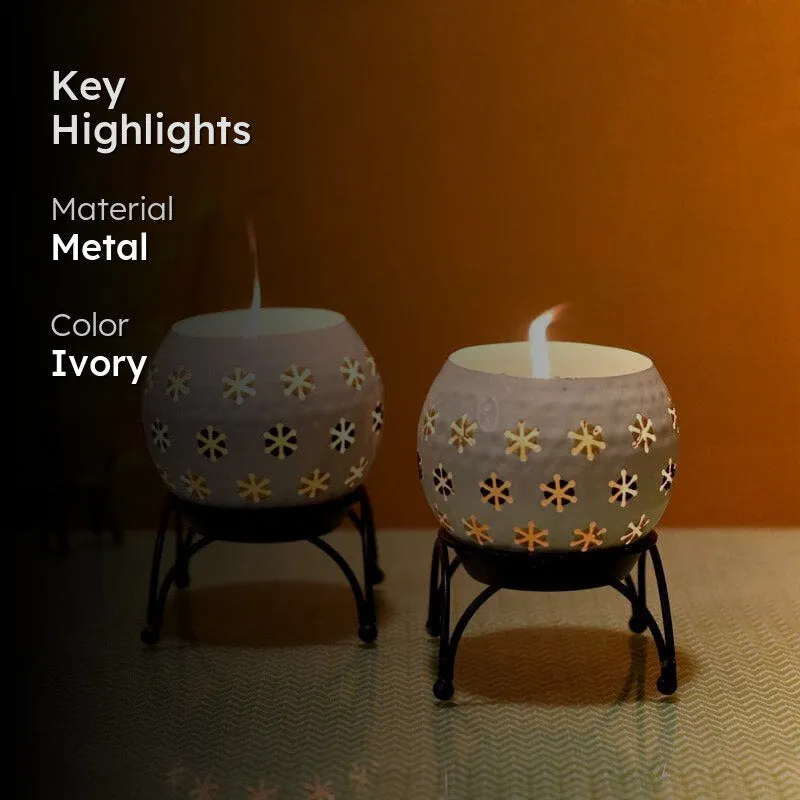 Nahusha Tealight Candle Holder (Cream) - Set Of Two media 2
