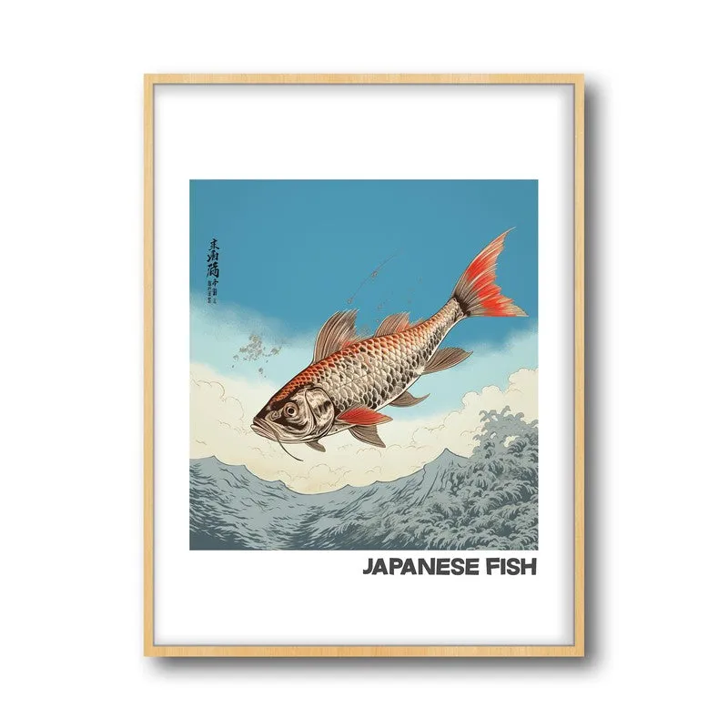 Japanese Fish Archival Canvas Wall Art - Natural Brown Frame media 5