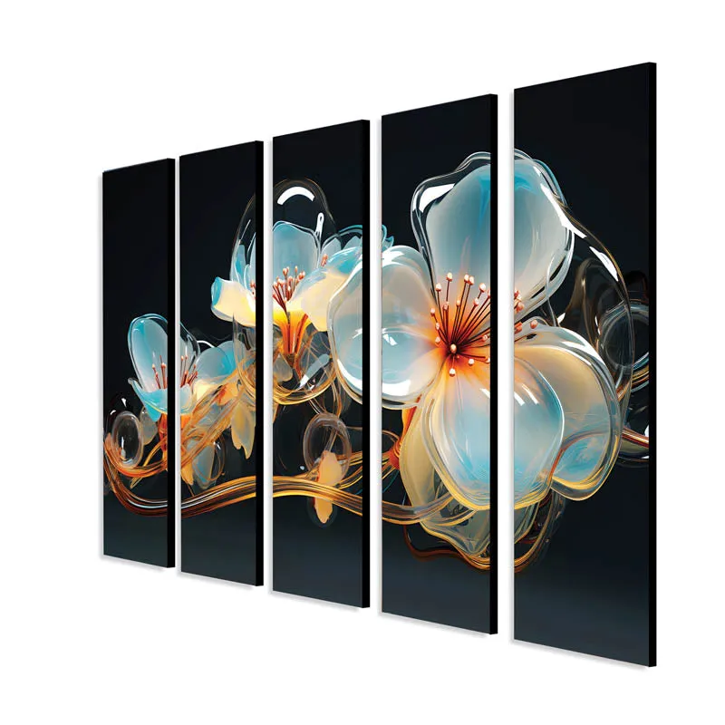 Daisy Derla Wall Painting - Set Of Five media 5
