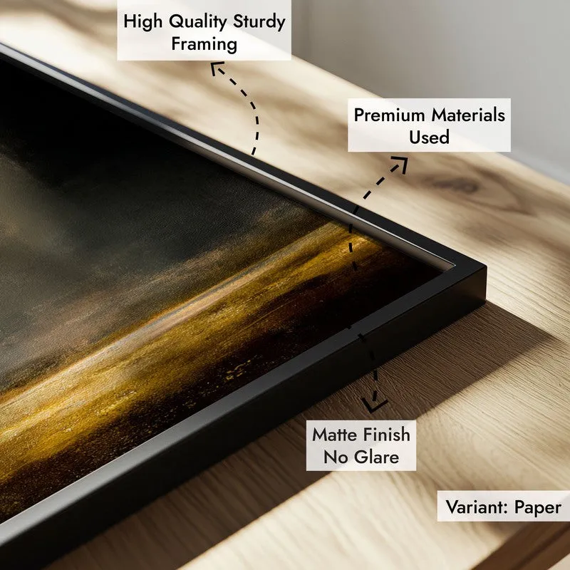 Golden Rays Archival Paper Wall Painting With Black Frame media 6