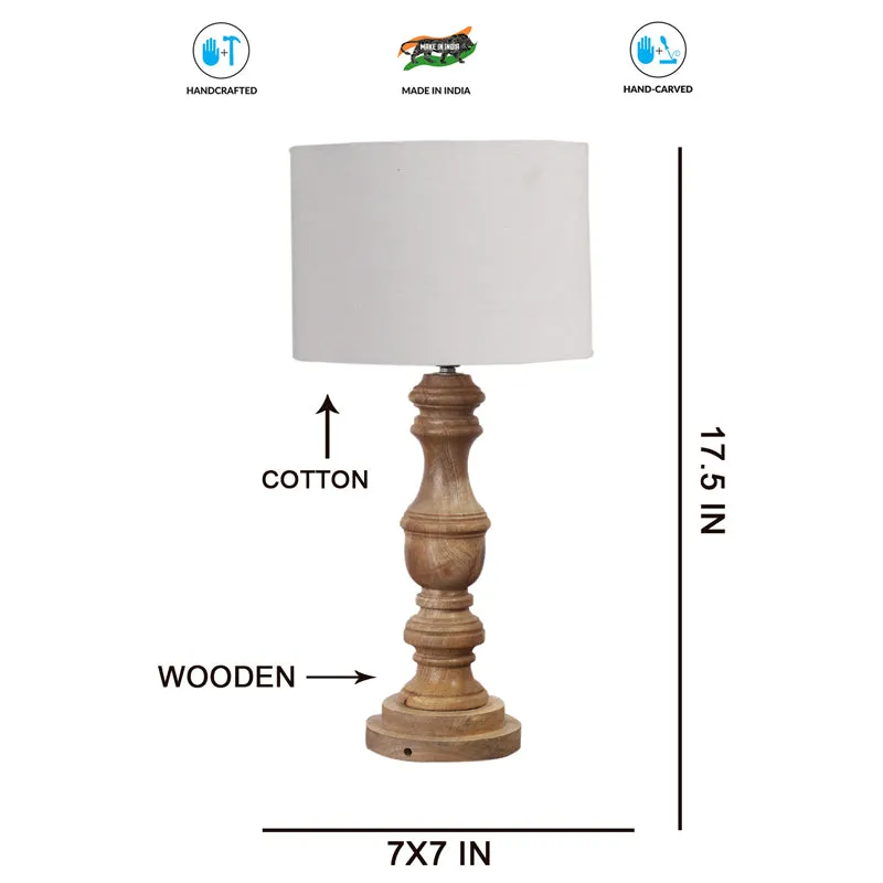 Cotin I Carve Wooden Table Lamp - Grey,Brown media 7