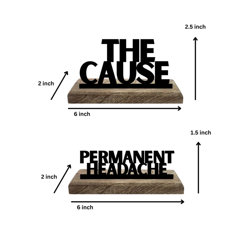 Permanent Headache Typography Showpiece - Set Of Two media 5